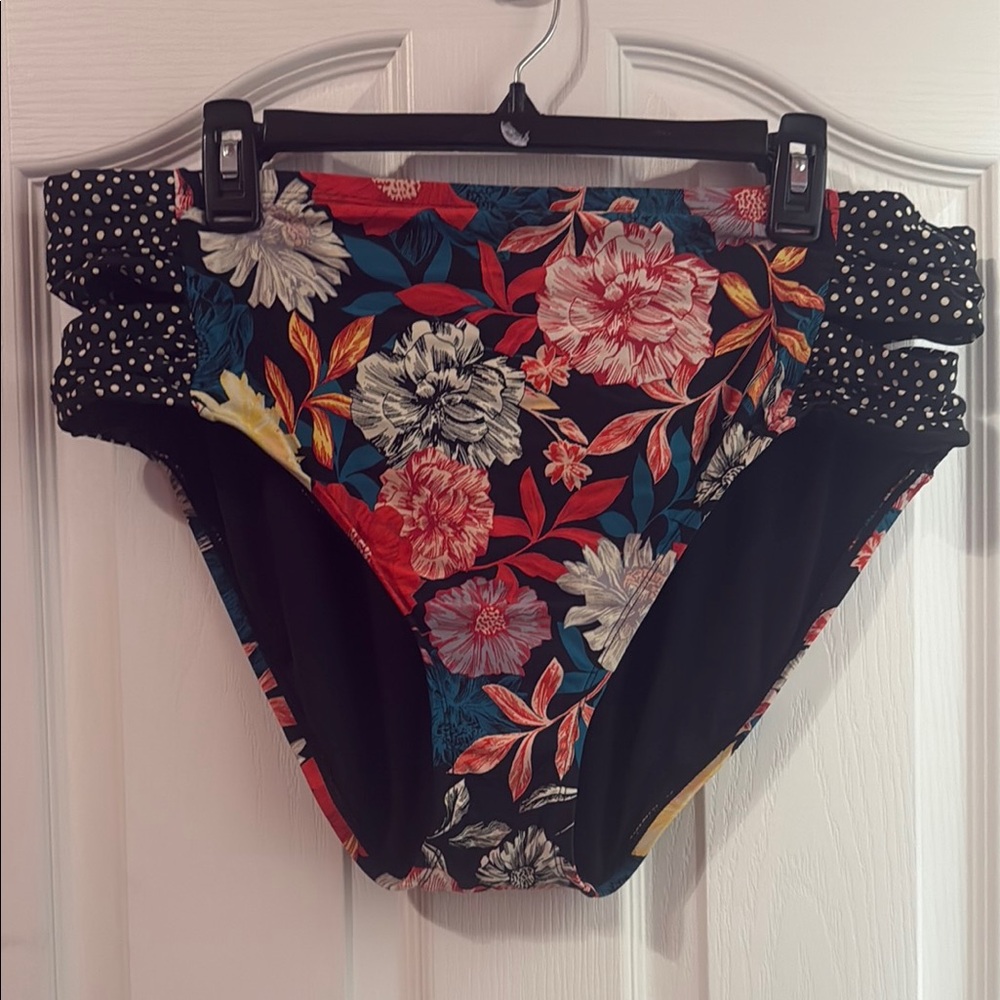 Time and Tru Floral and Polka Dot Bikini Bottoms